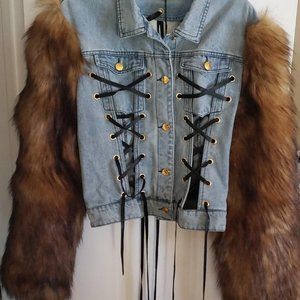 Mazzi Bella denim Jacket fur sleeve jacket
